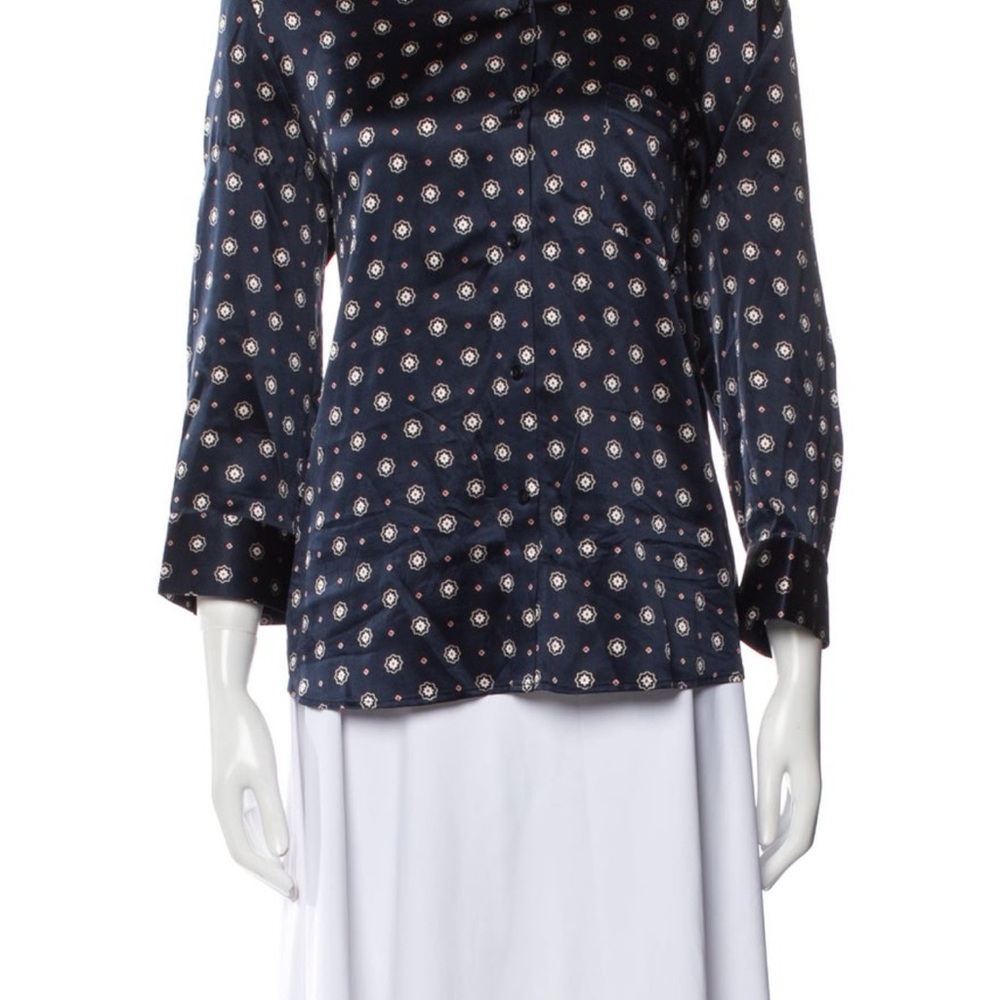 Navy Patterned Women's Top
